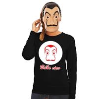 Zwarte Salvador Dali sweater met La Casa de Papel masker dames Zwart
