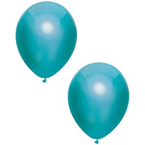 10x Turquoise blauwe metallic ballonnen 30 cm Blauw