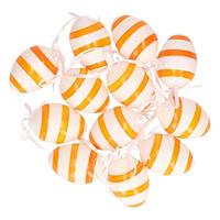 Oranje/wit gestreepte hangdecoratie paaseieren 12 stuks Oranje