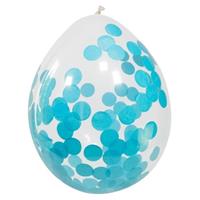 4x Transparante ballon blauwe confetti 30 cm Transparant