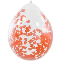 Valentijn - 4x Transparante ballon rode hartjes confetti 30 cm Transparant