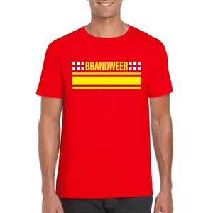 Shoppartners Brandweer logo t-shirt rood voor heren