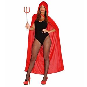 Rode fluwelen cape met capuchon 130 cm Rood