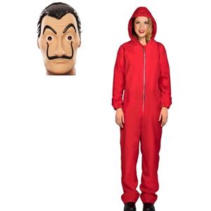 Verkleed set overall met masker La casa de Papel voor dames