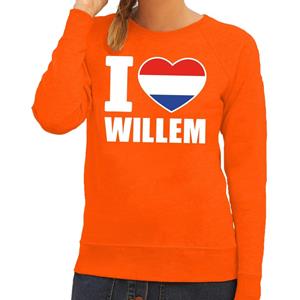 Shoppartners Oranje I love Willem sweater dames Oranje