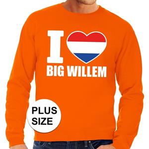 Shoppartners Oranje I love Big Willem grote maten sweater / trui heren Oranje