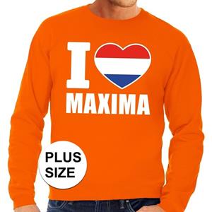 Shoppartners Oranje I Love Maxima grote maten sweater / trui heren Oranje