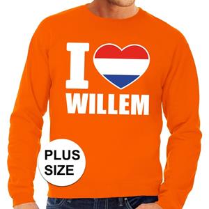 Shoppartners Oranje I love Willem grote maten sweater / trui heren Oranje