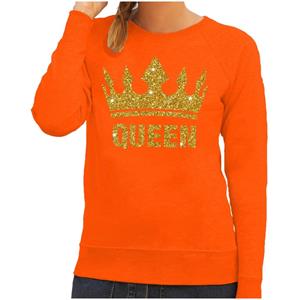 Shoppartners Oranje Queen gouden kroon sweater dames Oranje