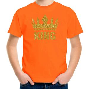 Shoppartners Oranje King gouden kroon t-shirt kinderen 3-4 jaar (98/104) Oranje