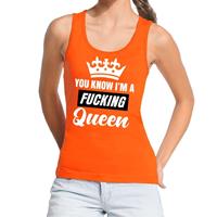 Shoppartners Oranje You know i am a fucking Queen tanktop dames Oranje