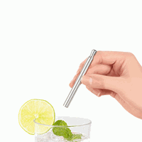 Kikkerland Gadget Travel Straw Set - Grijs