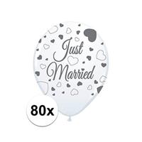 80x Just Married ballonnen 30 cm bruiloft versiering Wit
