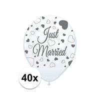 40x Just Married ballonnen 30 cm bruiloft versiering Wit