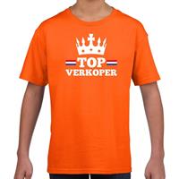 Shoppartners Oranje Top verkoper met kroontje t-shirt kinderen (104-110) Oranje