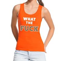 Shoppartners What the Fuck tijgerprint tekst tanktop / mouwloos shirt oranje Oranje