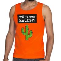 Shoppartners Wil je een Knuffel tekst tanktop / mouwloos shirt oranje heren Oranje