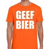 Shoppartners Geef Bier tekst t-shirt oranje heren Oranje