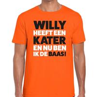 Shoppartners Oranje Koningsdag Willy heeft een kater t-shirt heren Oranje