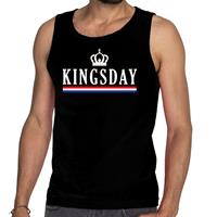 Shoppartners Zwart Kingsday met vlag en kroon tanktop / mouwloos shirt voor Zwart