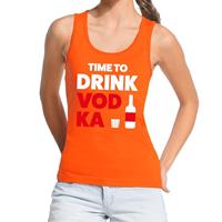 Shoppartners Time to Drink Vodka tekst tanktop / mouwloos shirt oranje dames Oranje