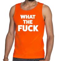 Shoppartners What the Fuck tekst tanktop / mouwloos shirt oranje voor heren