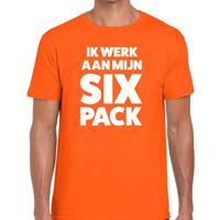 Shoppartners Ik werk aan mijn SIX Pack tekst t-shirt oranje heren Oranje