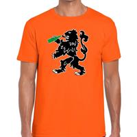 Shoppartners Koningsdag t-shirt oranje bier drinkende leeuw voor heren