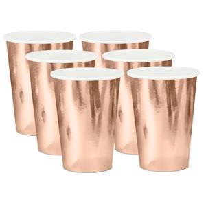 6x Rose gouden feest bekertjes 220 ml Goudkleurig