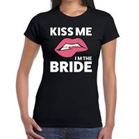 Shoppartners Kiss me i am the bride t-shirt zwart dames Zwart