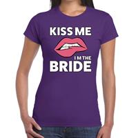 Shoppartners Kiss me i am the bride t-shirt paars dames Paars