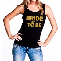 Shoppartners Bride to be gouden tekst tanktop / mouwloos shirt zwart dames Zwart