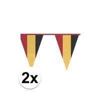 2x Belgische plastic vlaggenlijn met nationale Belgische kleuren Multi