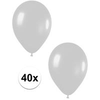 40x Zilveren metallic ballonnen 30 cm Zilver
