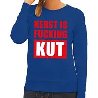 Shoppartners Foute kersttrui Kerst Is Fucking Kut blauw voor dames