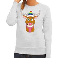 Shoppartners Foute kersttrui Gay Rudolf het rendier grijs dames (44) Grijs