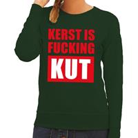 Shoppartners Foute kersttrui Kerst Is Fucking Kut groen voor dames
