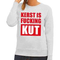 Shoppartners Foute kersttrui Kerst Is Fucking Kut grijs voor dames