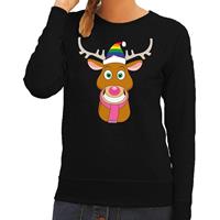 Shoppartners Foute kersttrui Gay Rudolf het rendier zwart dames (44) Zwart