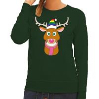Shoppartners Foute kersttrui Gay Rudolf het rendier groen dames (44) Groen