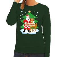 Shoppartners Foute kersttrui kerstman en rendier Rudolf groen dames (44) Groen