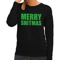 Shoppartners Foute kersttrui Merry Shitmas zwart voor dames
