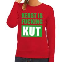 Shoppartners Foute kersttrui Kerst Is Fucking Kut rood voor dames