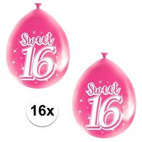 Folat 16x Roze Sweet 16 verjaardag ballonnen Roze