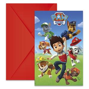 Nickelodeon uitnodigingen met envelop Paw Patrol 6 stuks 14 cm