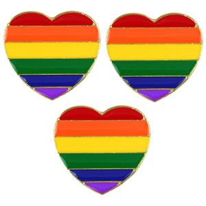 3x Regenboog pride hart metalen pin/broche 3 cm Multi