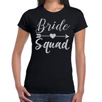 Shoppartners Bride Squad Cupido zilver glitter t-shirt zwart dames Zwart