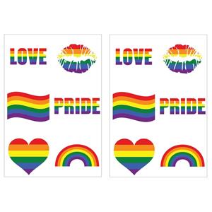 12x Regenboog pride kleuren plak tattoos Multi