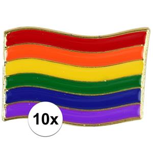 10x Regenboog pride vlag metalen pin/broche 4 cm Multi