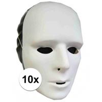 10x Witte grimeer maskers van plastic Wit